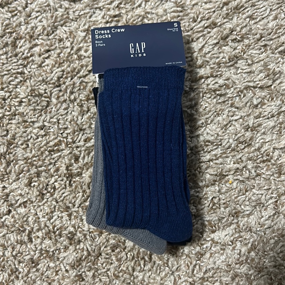New Gap Kids Dress Crew Socks Shoe Size 10-12 S